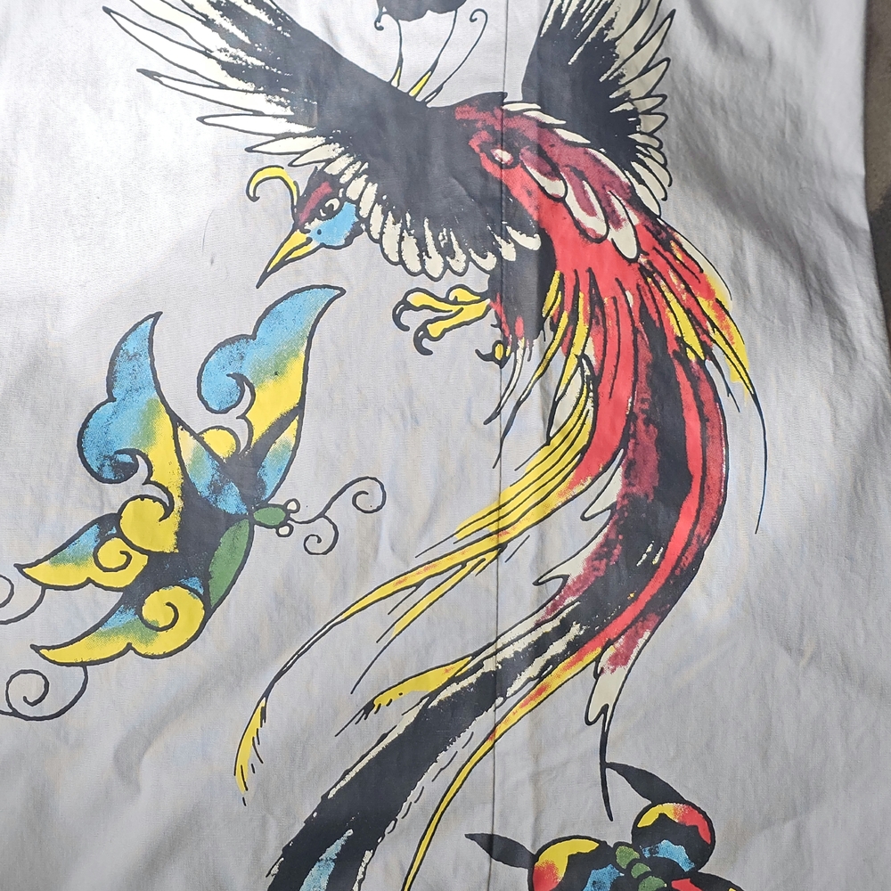 Ed Hardy Unisex Light Grey Cargo Pants- Multicolor Side Tattoo Graphics NWT-L - Picture 10 of 14